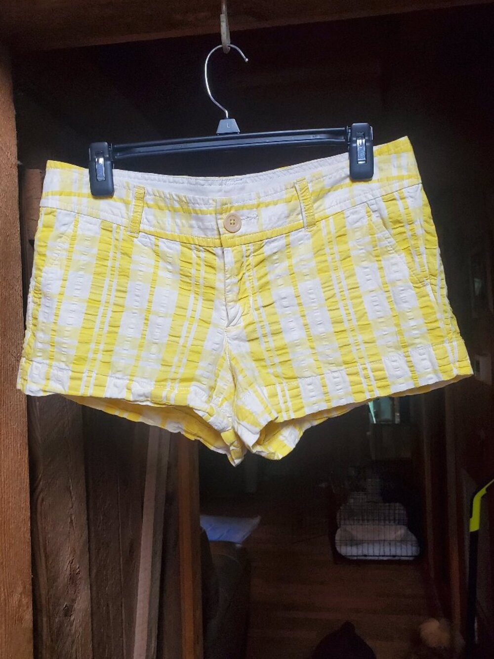 Vintage Lilly Pulitzer Walsh Seersucker Plaid Shorts Yellow White